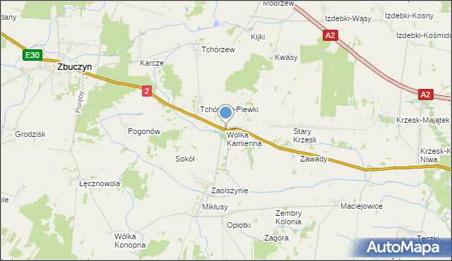 mapa Wólka Kamienna, Wólka Kamienna na mapie Targeo